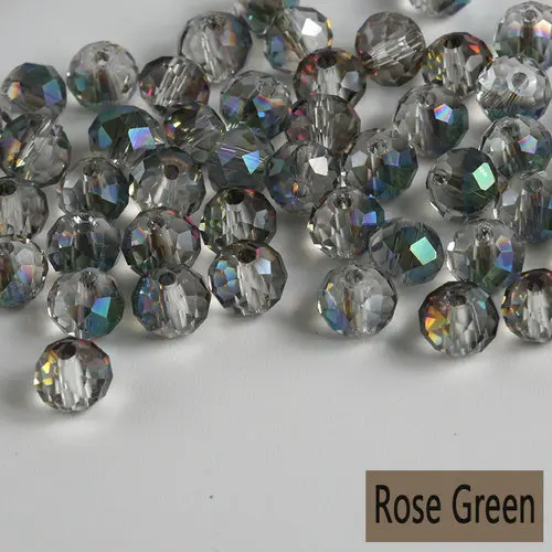 rose green ab Горячая Распродажа 4 мм-8 мм покрытием ab Цвет Кристалл Круглые свободные бусины стеклянный шарик, бусины для изготовление браслета ожерелья diy, ювелирные аксессуары - Цвет: rose green ab