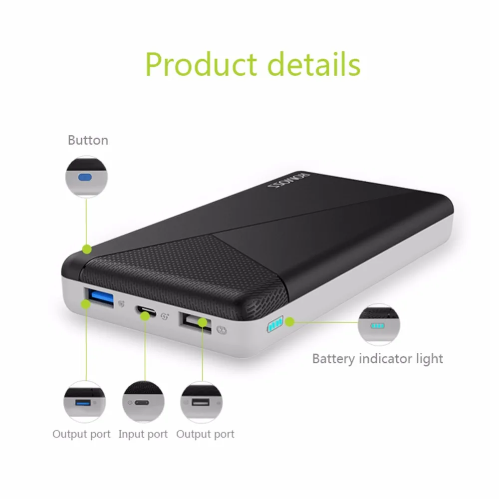 ROMOSS PIE20 PRO 20000 мАч Мобильный Внешний аккумулятор QC3.0 PD3.0 для iPhone8 внешний аккумулятор type-c двусторонний Быстрый зарядный внешний аккумулятор