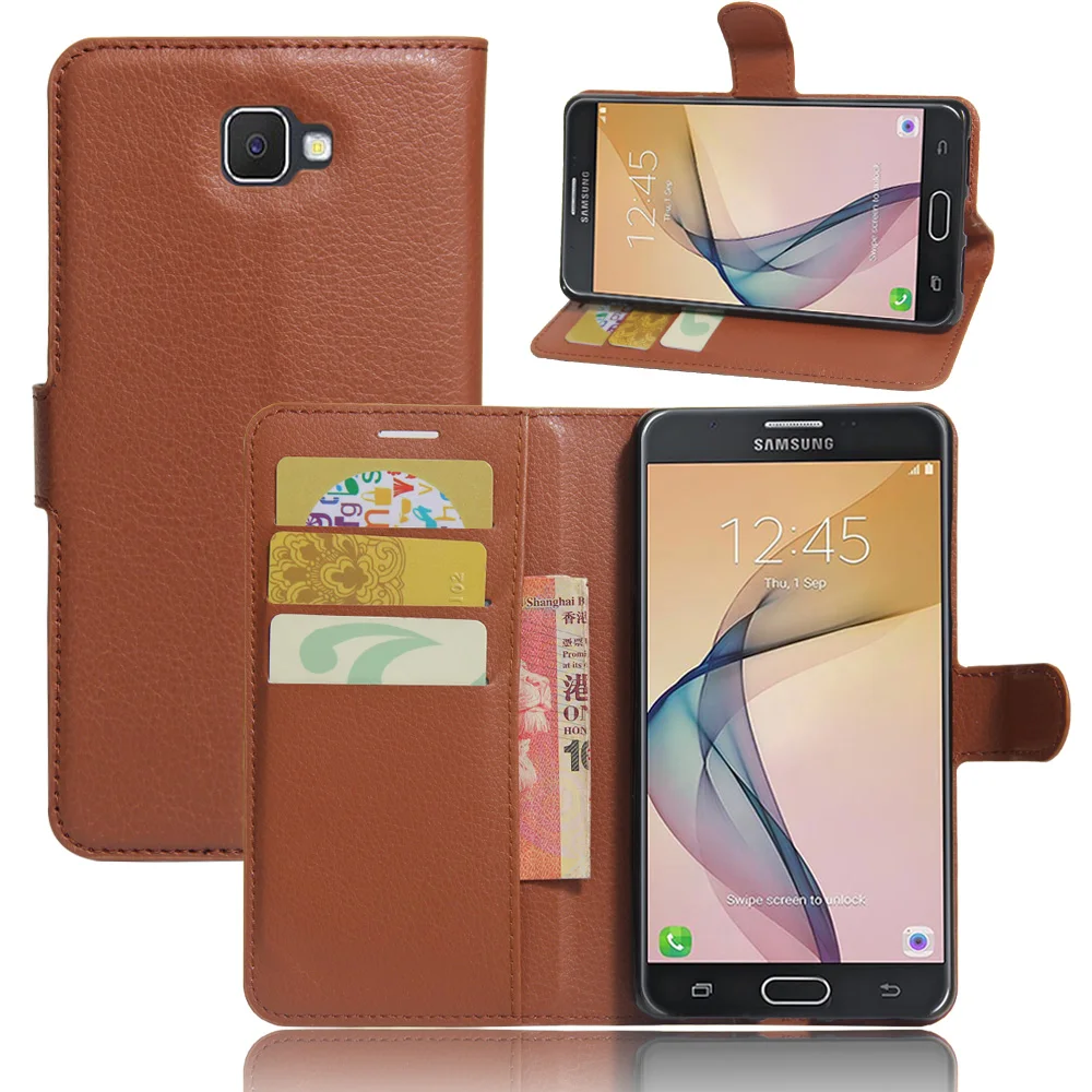 VBNM Litchi Stripes Leather Flip Cover for Samsung Galaxy j7 prime 2 ON7 2016 Case G611F G610F DS Shell | Мобильные телефоны и