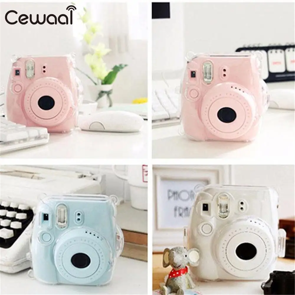 Cewaal ясные прозрачные стразы пластиковый чехол защитные сумки для FujiFilm Instax Mini 8
