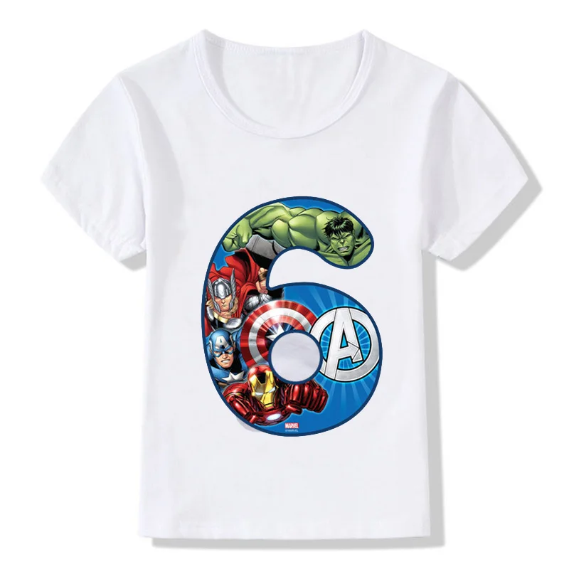 DIY7 Детская футболка с надписью «Happy Birthday», «Avengers», «Number 1-9», футболка с супергероем для мальчиков и девочек, детский топ с цифрами, детская одежда - Цвет: DIY7