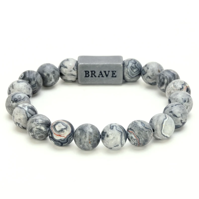 Mcllroy Бусы из натурального камня браслет для мужчин ручная работа нержавеющая