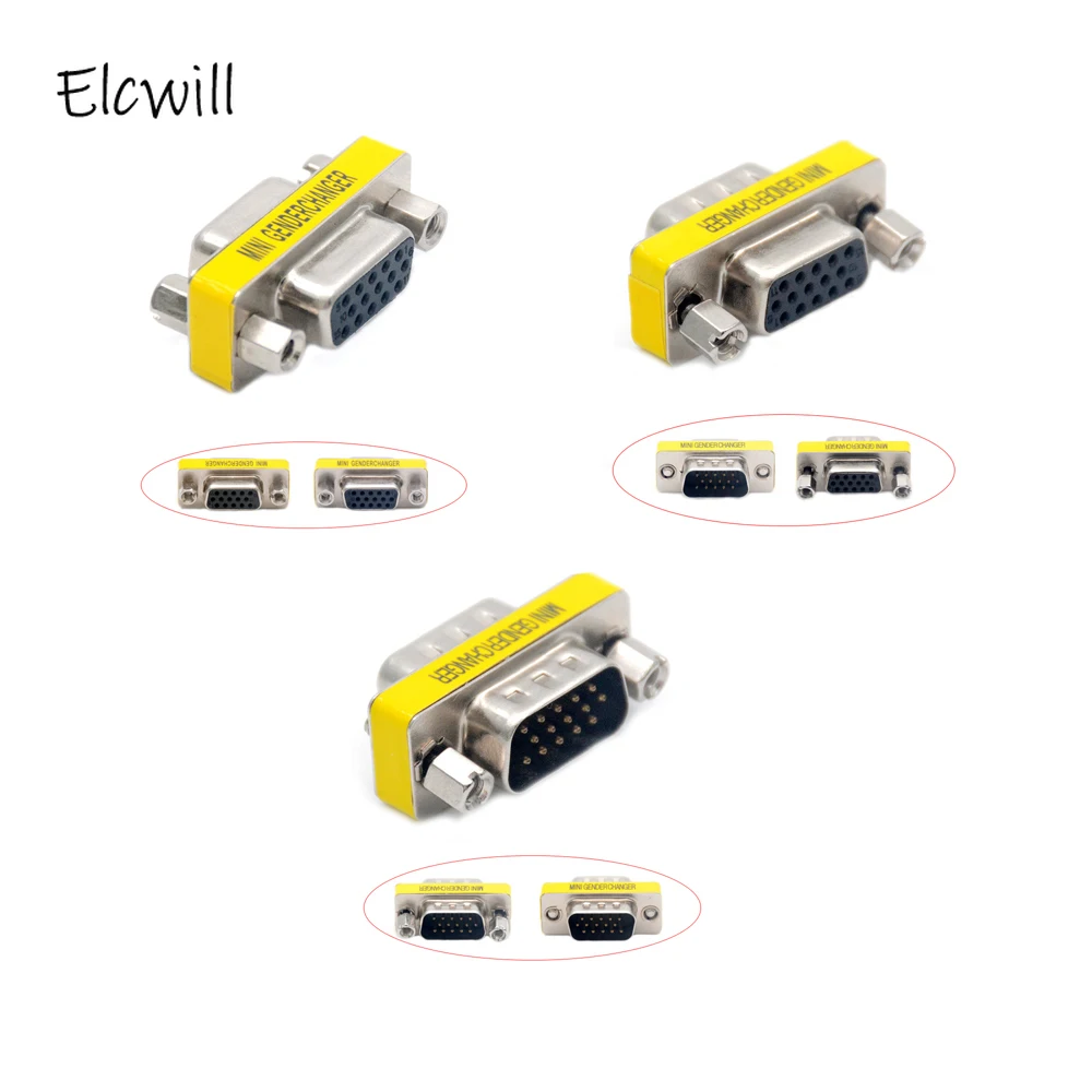 DB15 VGA разъем мини адаптер для смены пола 15 контактный Соединительный