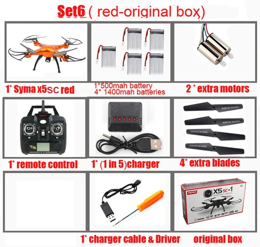 set6 retail box SYMA X5SC 4-CH 2,4 GHz 6-осевой Квадрокоптер с дистанционным управлением с 2MP HD Камера Авто парящий Безголовый режим RC Дрон SYMA X5C обновленная версия - Цвет: set6 retail box
