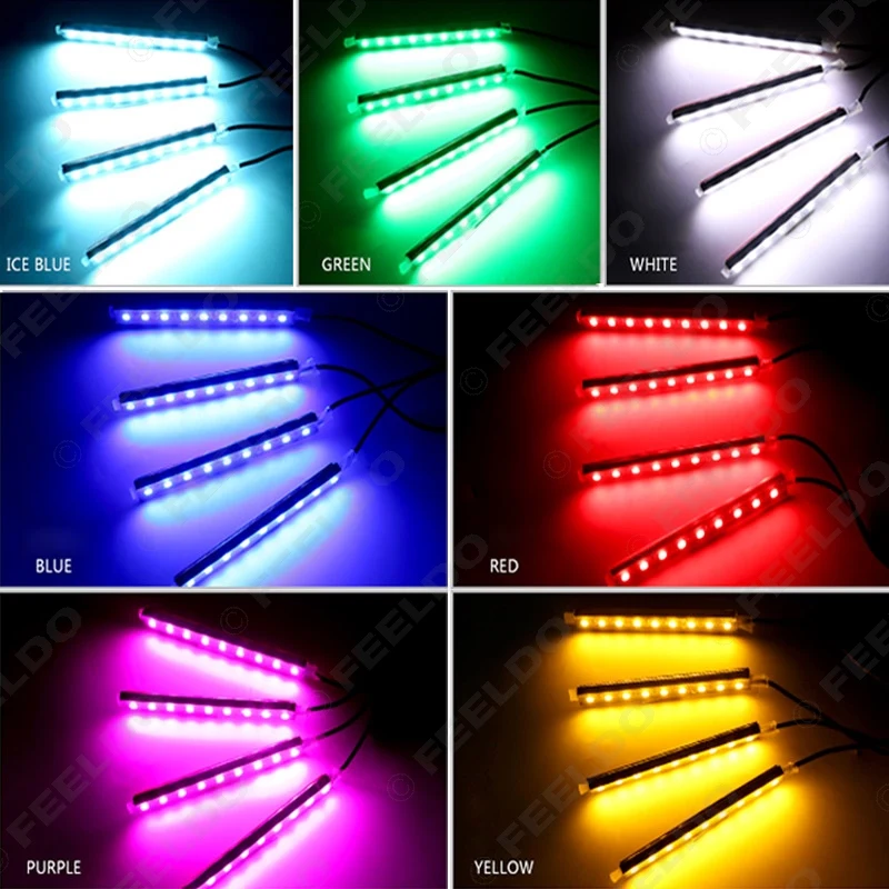 FEELDO 5 комплектов интерьера автомобиля RGB Светодиодные полосы света голосового