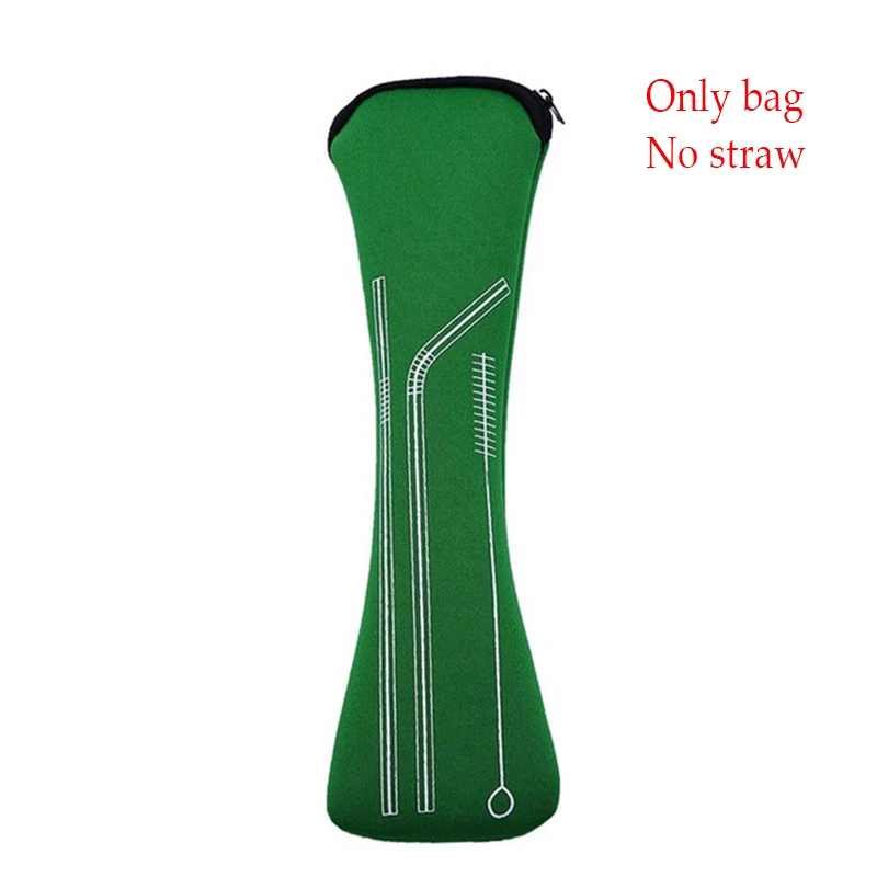 Green bag EIMAI 4 шт. красочные многоразовые силиконовые наконечники крышка из нержавеющей стали питьевой соломинка металлическая соломинка с кисточкой набор барный инструмент - Цвет: Green bag