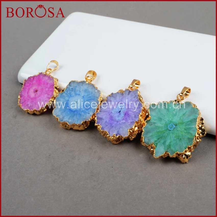 BOROSA бесплатная доставка золотая Радужная солнечная Кварцевая подвеска бусы