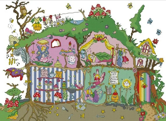 Набор для вышивки крестиком высшего качества с изображением домика на дереве