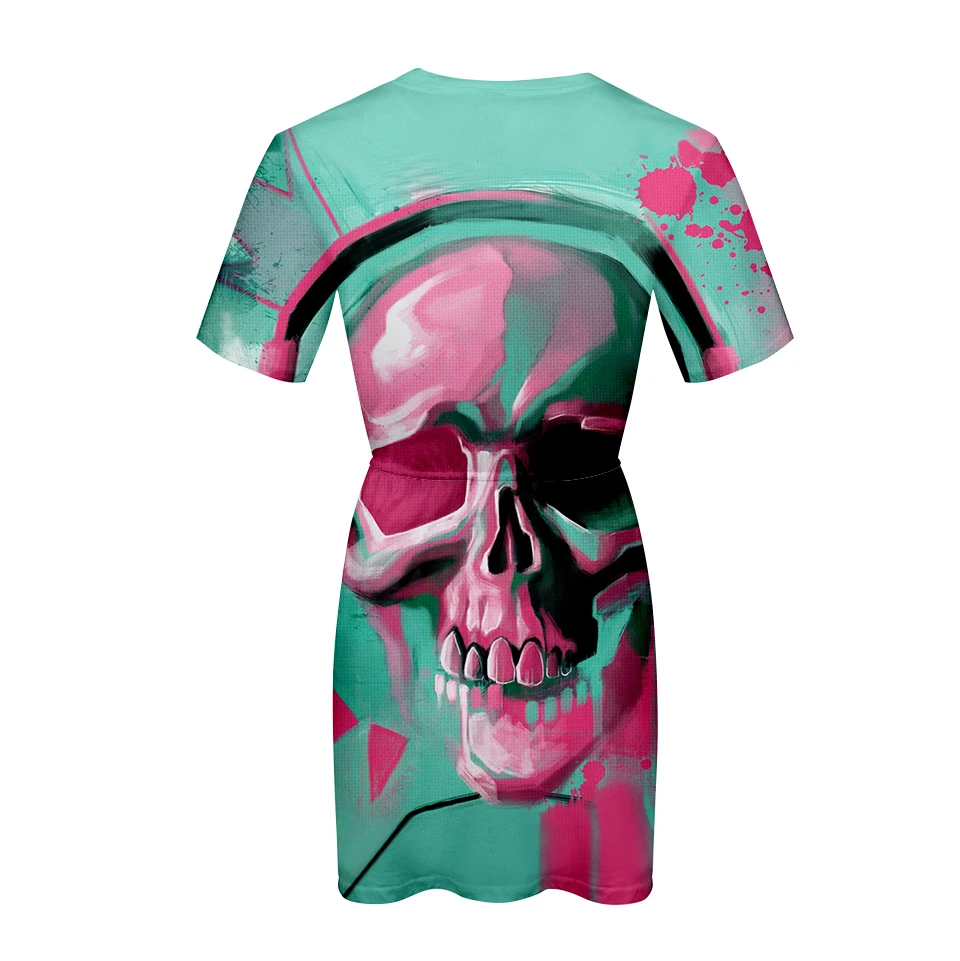 Женское цельнокроеное платье Shantou с коротким рукавом и 3D-принтом в виде черепа
