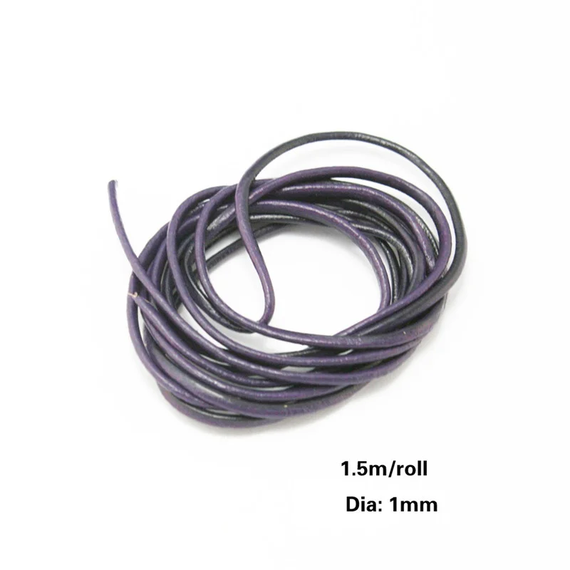 1.5mm Purple 1meter 1 мм/1,5 мм/2 мм натуральная кожа круглый шнур веревка для DIY ожерелье браслет DIY ювелирных изделий фурнитура Аксессуары 1 м - Цвет: 1.5mm Purple 1meter