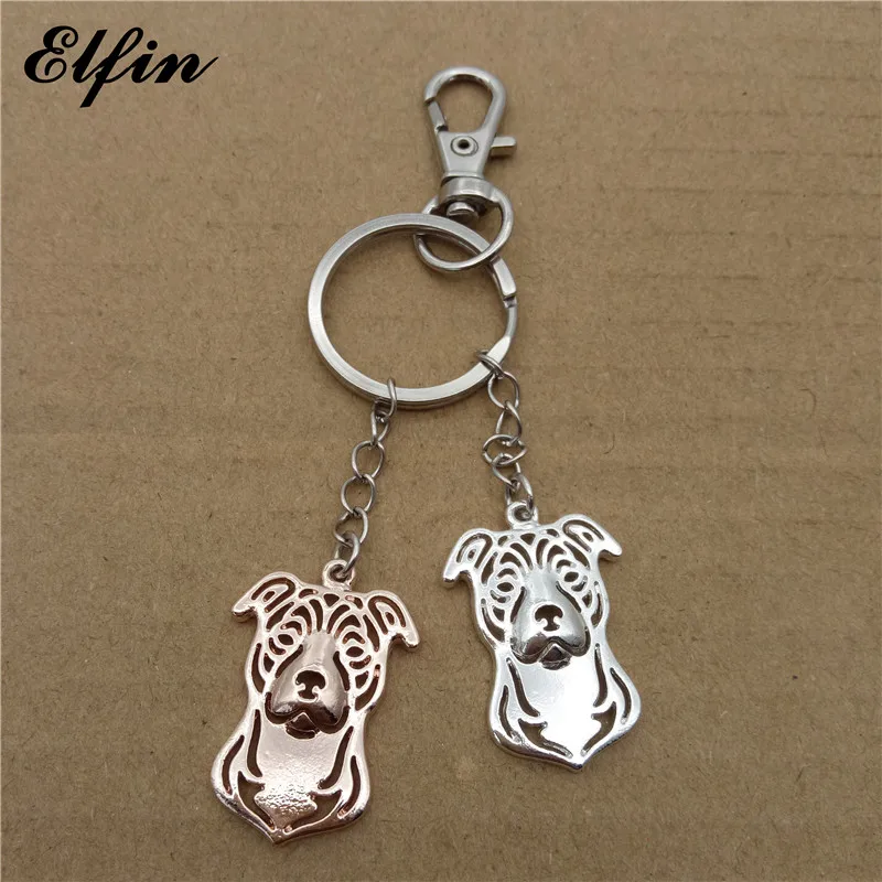 Модные брелки Elfin из стаффордширского бультерьера золотого и серебряного цвета с
