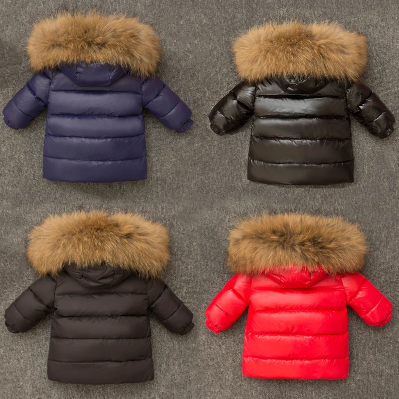 Детский пуховик для мальчиков 2018 сапоги русской зимы Воротник из меха енота