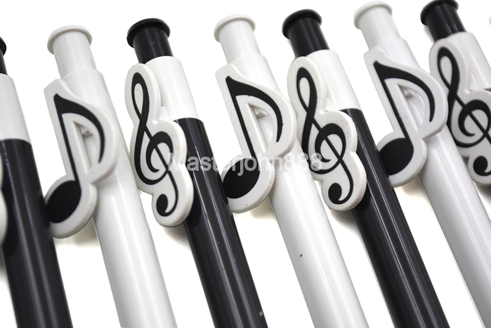 

6pcs Piano Music Note Treble Clef Paper Ball Point Pen Blue Refill Push-on Structure Student Music Staff Musician Song Writer