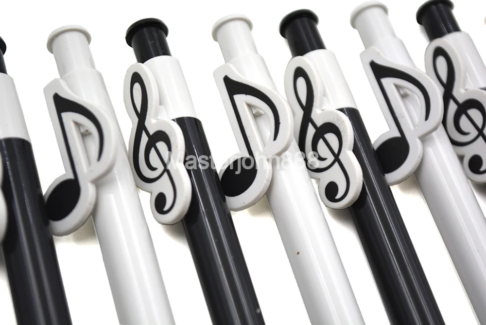 6 шт. пианино музыка Note Treble Clef Paper Ball Point Pen Blue Refill Push on Building Студенческая коллективы