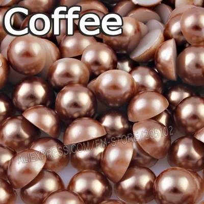 Coffee 4 мм, 1000 шт./лот, одноцветные полукруглые бусины с плоской задней стороной, имитация жемчуга ABS для рукоделия, модные украшения, дизайн ногтей - Цвет: Coffee