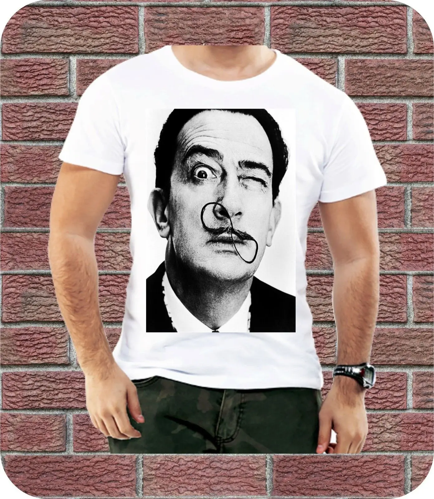 SALVADOR DALI черный и белый художник Мужская футболка подарок на день рождения 3XL