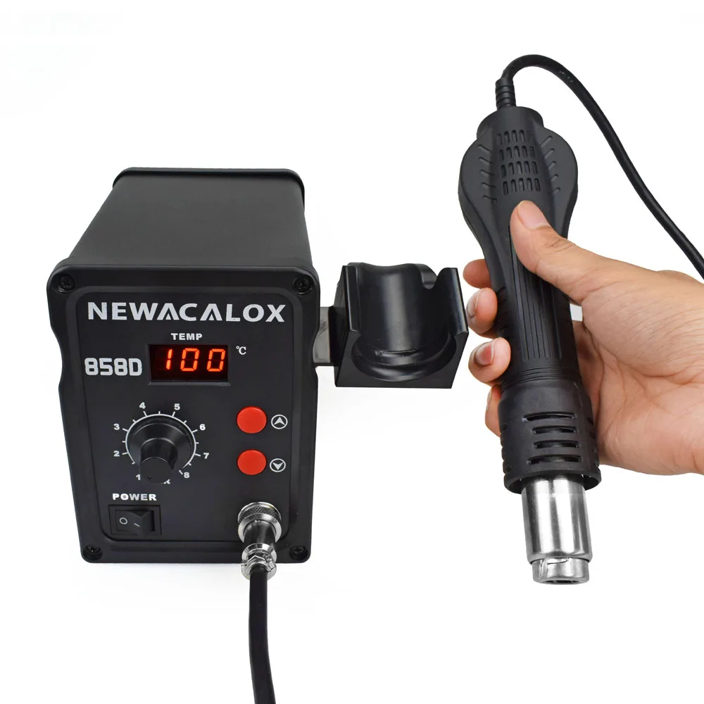 NEWACALOX 858D 700 Вт 220 В ЕС/США 500 градусов паяльная станция горячего воздуха терморегул светодиодный фен для BGA IC инструмент для распайки