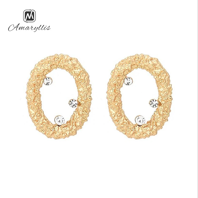 Минималистичные серьги Amaiyllis для женщин простые металлические полые овальные