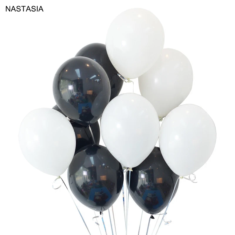 

Воздушный шар NASTASIA 35 шт./лот, высокое качество, 10 дюймов, 2,2 г, матовый, черный, белый цвет, украшение для вечеринки, латексный воздушный шар, оптовая продажа воздушных шаров