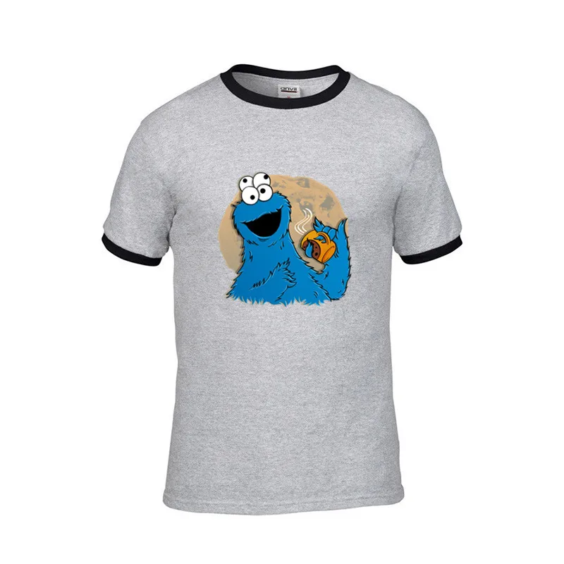 2019 Печенья Монстр кофе дизайн печатных футболки летние мужские печенья Новинка