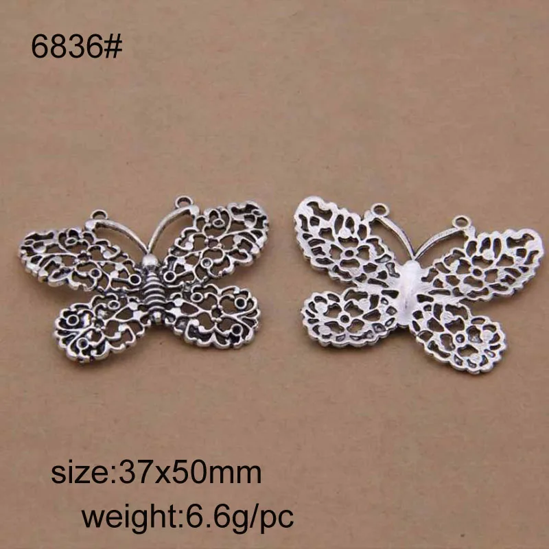 

20pcs 37x50mm Vintage Tibetan Silver Alloy Hollow Butterfly Charms Pendant Fit For DIY Bracelet Necklace