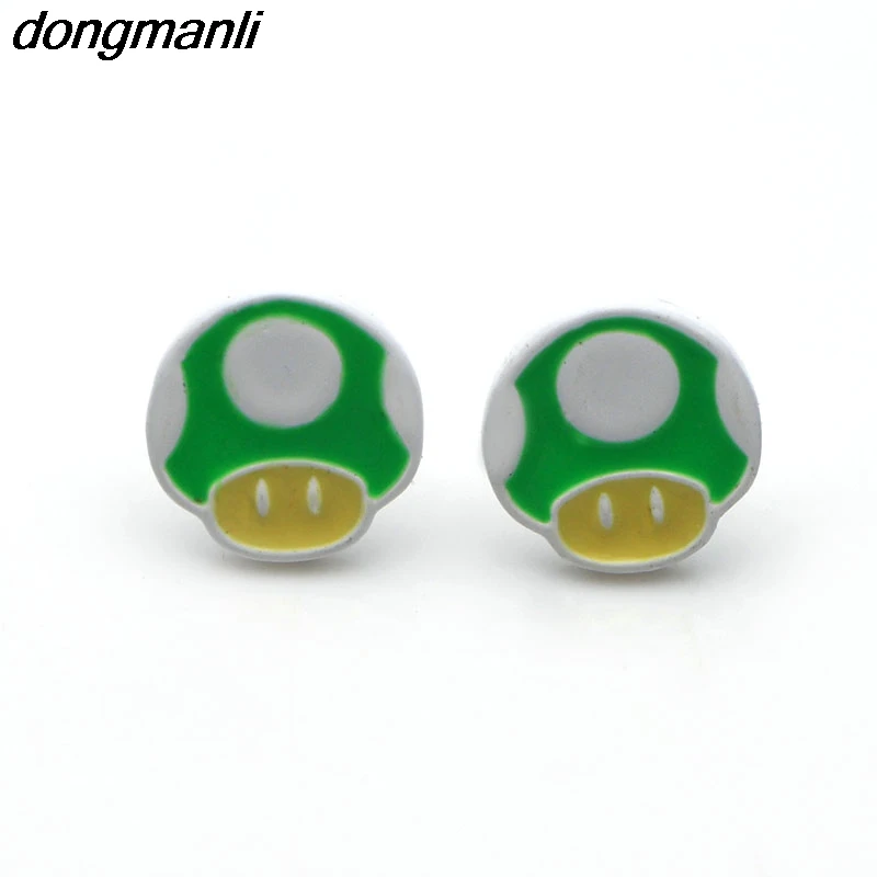 P1095 Dongmanli милые серьги-гвоздики в виде гриба Супер Марио Детские Подарочные ювелирные изделия для женщин