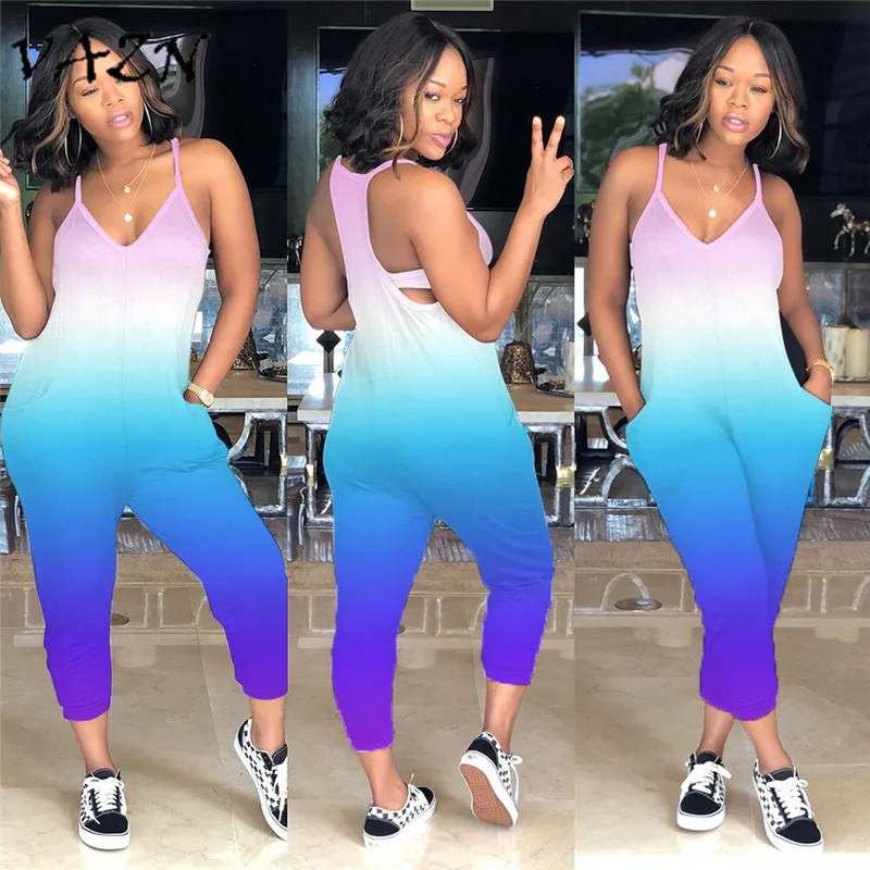 2018 сексуальный Модный женский комбинезон с принтом на бретелях спагетти