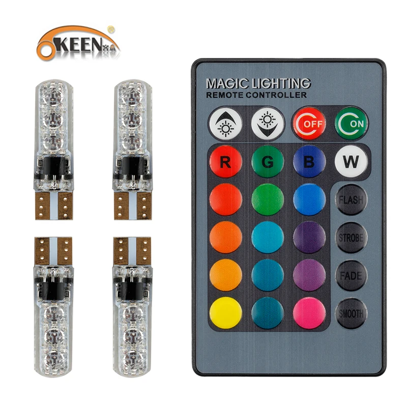 Светодиодная лампа OKEEN RGB T10 W5W для внутреннего освещения 194 168|Сигнальная лампа| |