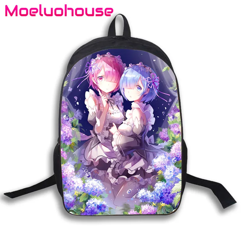 16 &quotрюкзак аниме Re: Zero Rem Ram для мужчин и женщин унисекс ноутбука путешествий