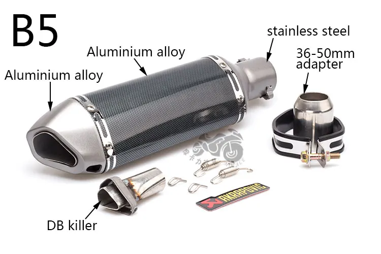 51 мм мотоцикл Akrapovic Модифицированная выхлопная труба косой маленький шестиугольный алюминиевый сплав нержавеющая сталь имитация углеродного волокна