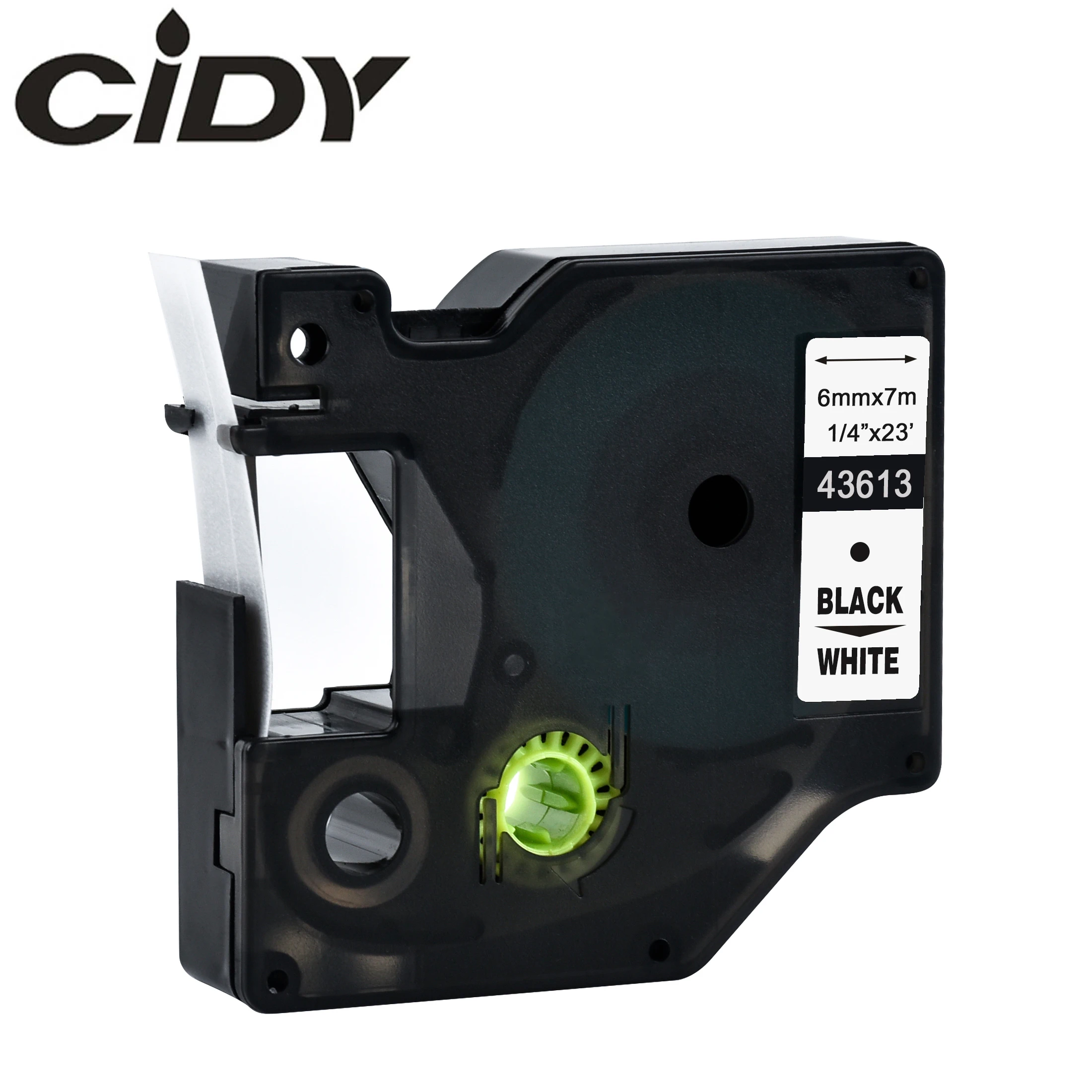 

CIDY 1pcs Compatible Dymo D1 6mm Label Tape 43613 43610 43618 Black on White Label Ribbons for Dymo Label Manager 160 280 210