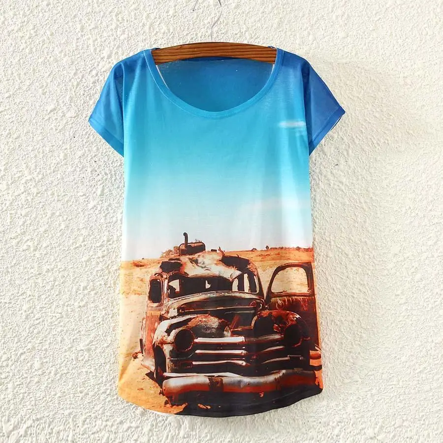 Блузы с принтом граффити совы модная женская летняя футболка 2015 оптовая продажа