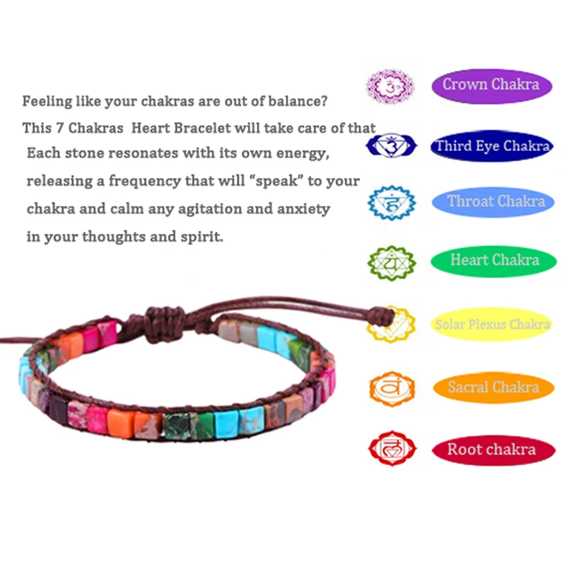 Богемный натуральный камень 7 Чакра Браслет Ручной Работы регулируемые браслеты