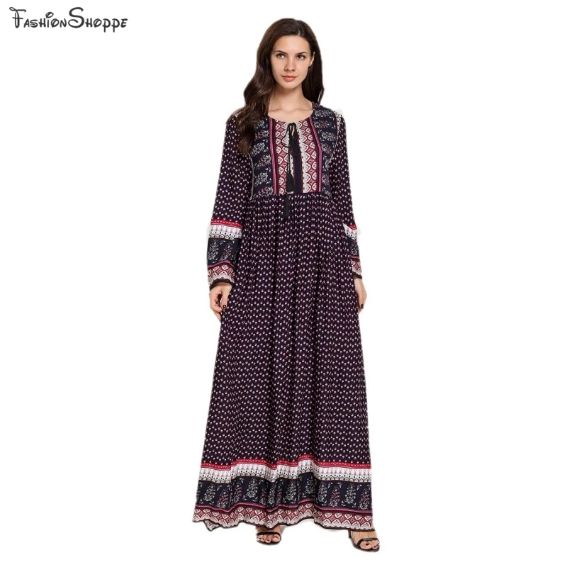 Женское мусульманское платье Дубай abaya Femme печать Турецкая индейка Bangladesh кафтан арабское, с длинными рукавами плюс размер Исламская одежда - Цвет: Navy Blue