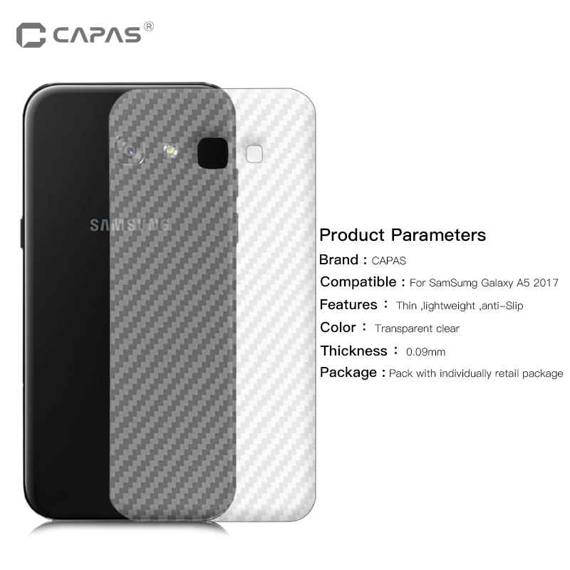 5 шт Для Samsung Galaxy A3/A5/A7 2017 задняя защитная пленка для батареи CAPAS 3D защита из