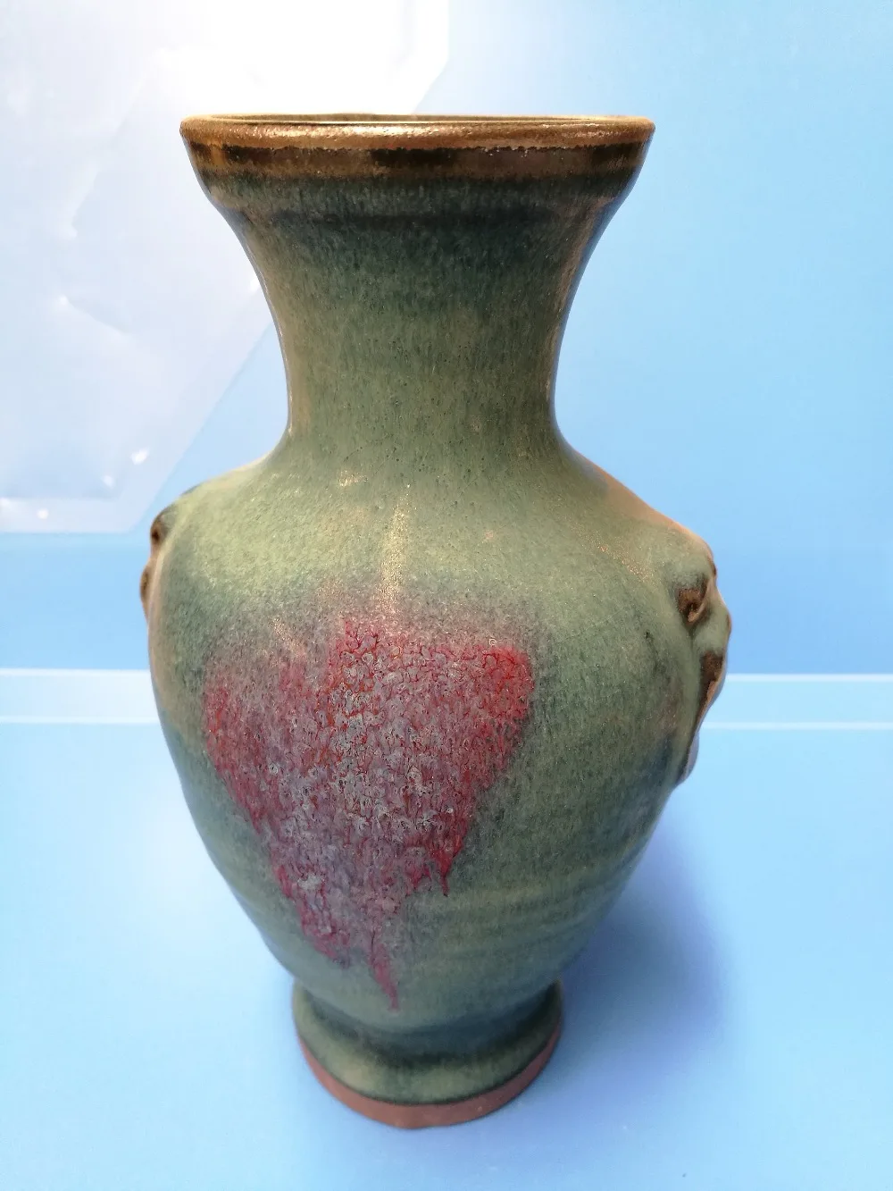 

CHINESE FOLK old Jun Ware Chinaware porcelain Binaural bottle vase.