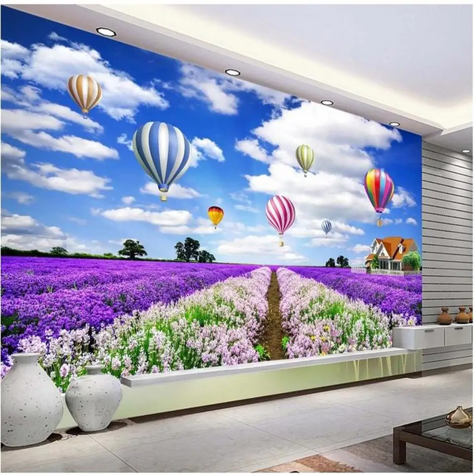 

custom size mural photo 3d wallpaper living room lavender flower balloon painting TV background non-woven wallpaper for wall 3d