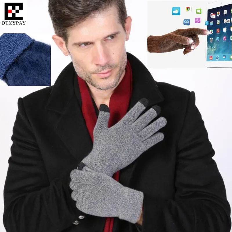 

20p! Top Lovers Winter Sporting Warm 3-Finger Touch Screen Gloves for iphone/ipad Smartphone,Woolen Knitted Gloves,Brushed Neri