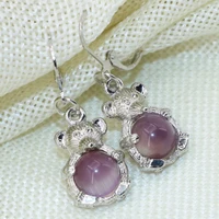 new arrival special design 1523mm purple beads silver color dangle mouse shape drop earrings for women fine jewelry b2667