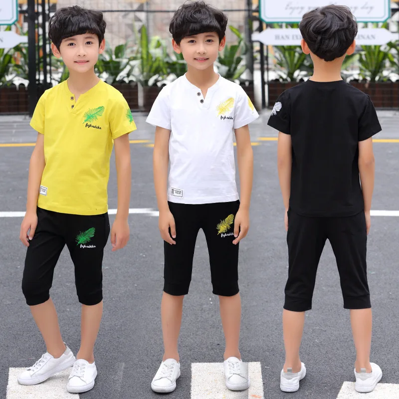 

Boy suit 2018 summer new clothing set boy cotton casual children's clothing baby boy T-shirt shorts 2 piece suit set