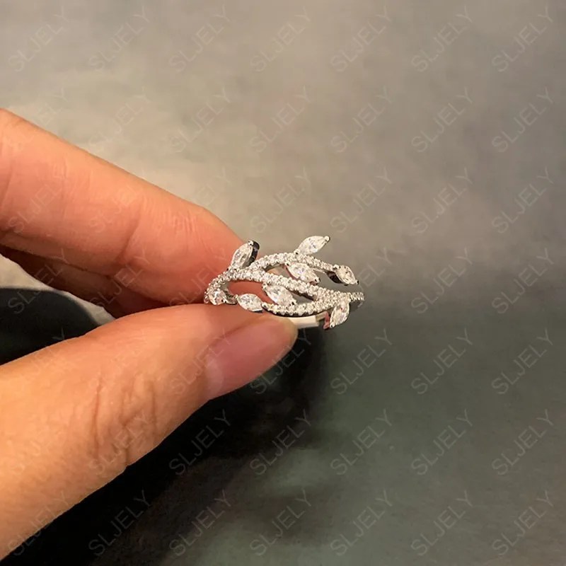 Кольцо SLJELY ветка женское роскошное Фирменное кольцо с искусственным цирконием