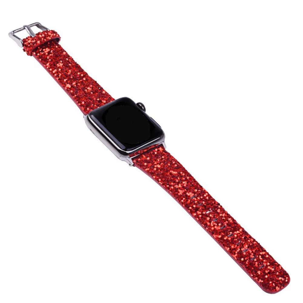 Кожаный ремешок для apple watch Band apple watch 5 4 3) 44 мм/40 мм, 42 мм, 38 мм, версия наручных часов iWatch, 5/4/3/2/1 Браслет bling Ремешок пояс