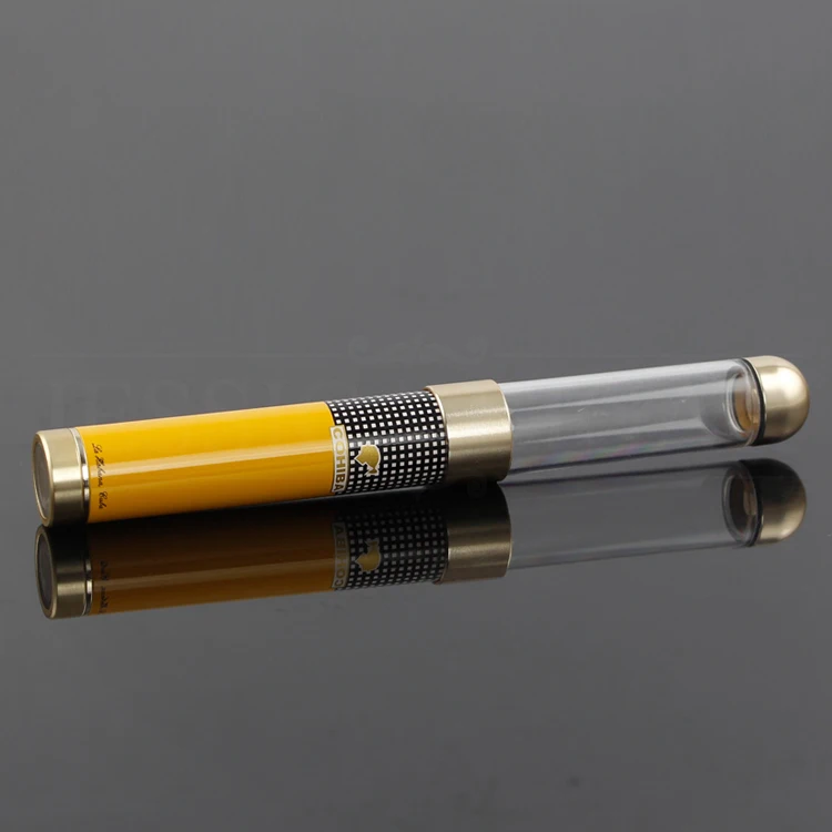 COHIBA Регулируемая сигарная трубка пластиковая металлическая портативная коробка для сигар путешествия Humidor один держатель сигары банка с подарочной коробкой