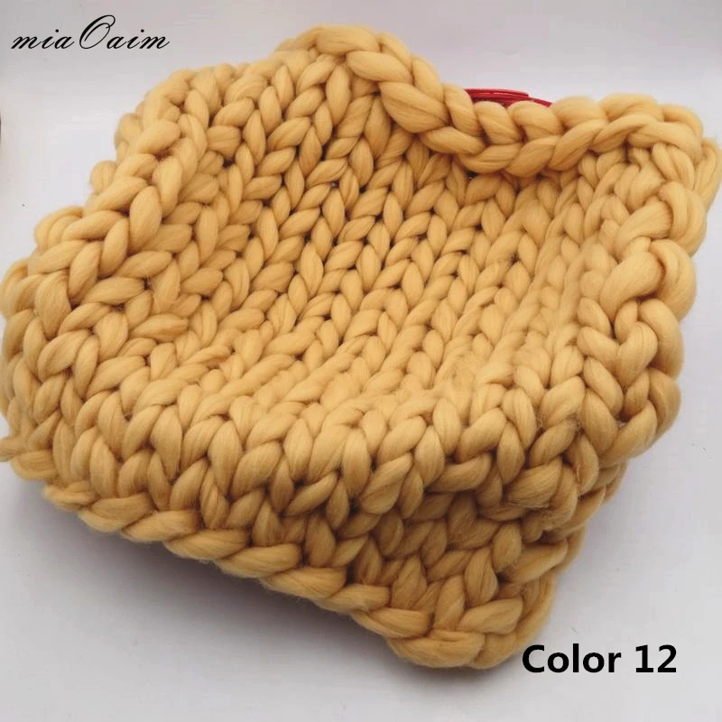 12 Khaki 45*45 см вязаное Bump одеяло для новорожденных фото реквизит массивное детское одеяло для фотосъемки реквизит корзина наполнитель Stuffer фотофоны - Цвет: 12 Khaki