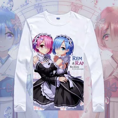Re:Zero kara Hajimeru Isekai Seikatsu T-shirt Anime Emilia Rem Cosplay T Shirt Cartoon Student Tops Tees | Мужская одежда