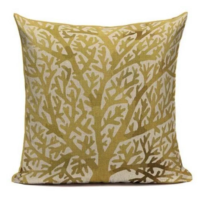 Decorative throw pillows cover Modern simple pillow Popper geometry plant noble gold trees leaf cotton linen sofa cushion | Дом и сад