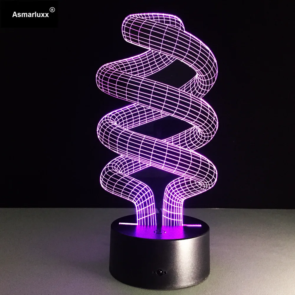 Спиральный 3D Светодиодный лампа Оптическая иллюзия декоративная настольная