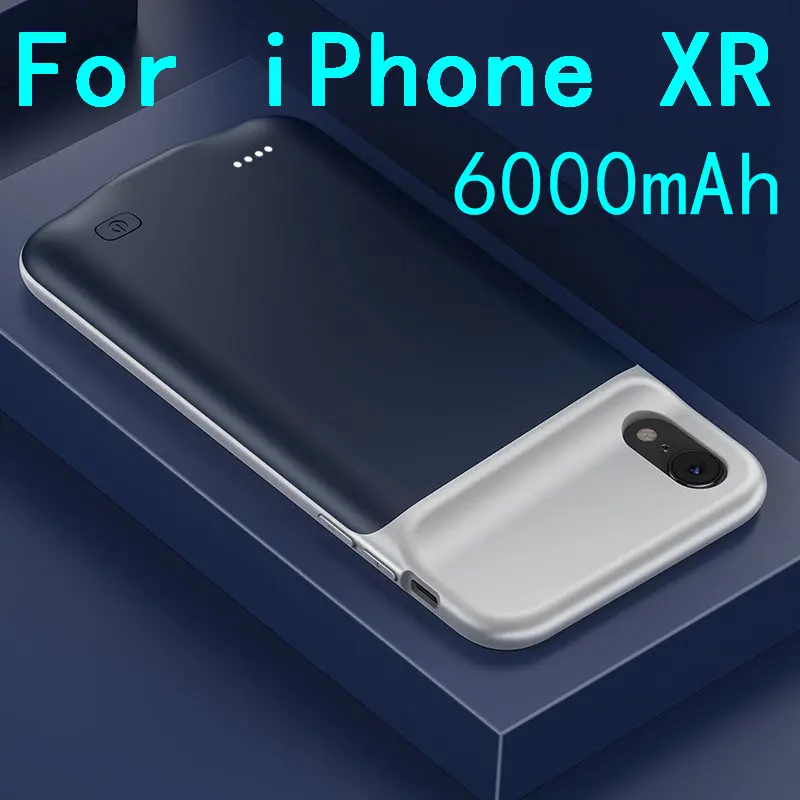 XR-Blue 6500 мАч Тонкий Силиконовый противоударный чехол для зарядного устройства для iPhone XS Max XR X Power Bank чехол внешний блок резервного зарядного устройства чехол - Цвет: XR-Blue
