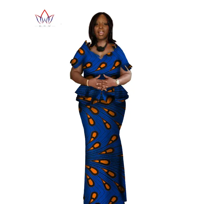 Весна женская одежда бренда африканских Vestido 6XL Воск традиционные африканские одежда 2 предмета для Для женщин юбка комплект brw WY1004