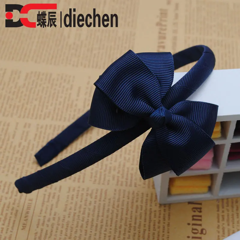 Navy blue Hairbands 1 шт. однотонные ленты банты Детские повязки для волос на голову Детские обручи для волос Бутик тиара аксессуары для девочек - Цвет: Navy blue Hairbands